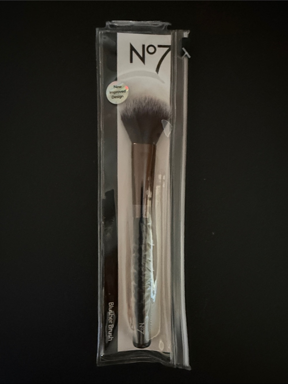 No7 Black & Silver Blusher Brush - Soft Synthetic Bristles (New & Sealed)